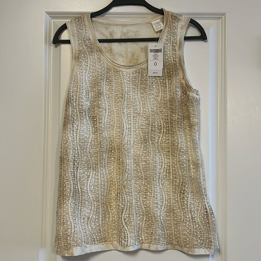NWT Chicos Crochet Cream Tie-Dye Tank